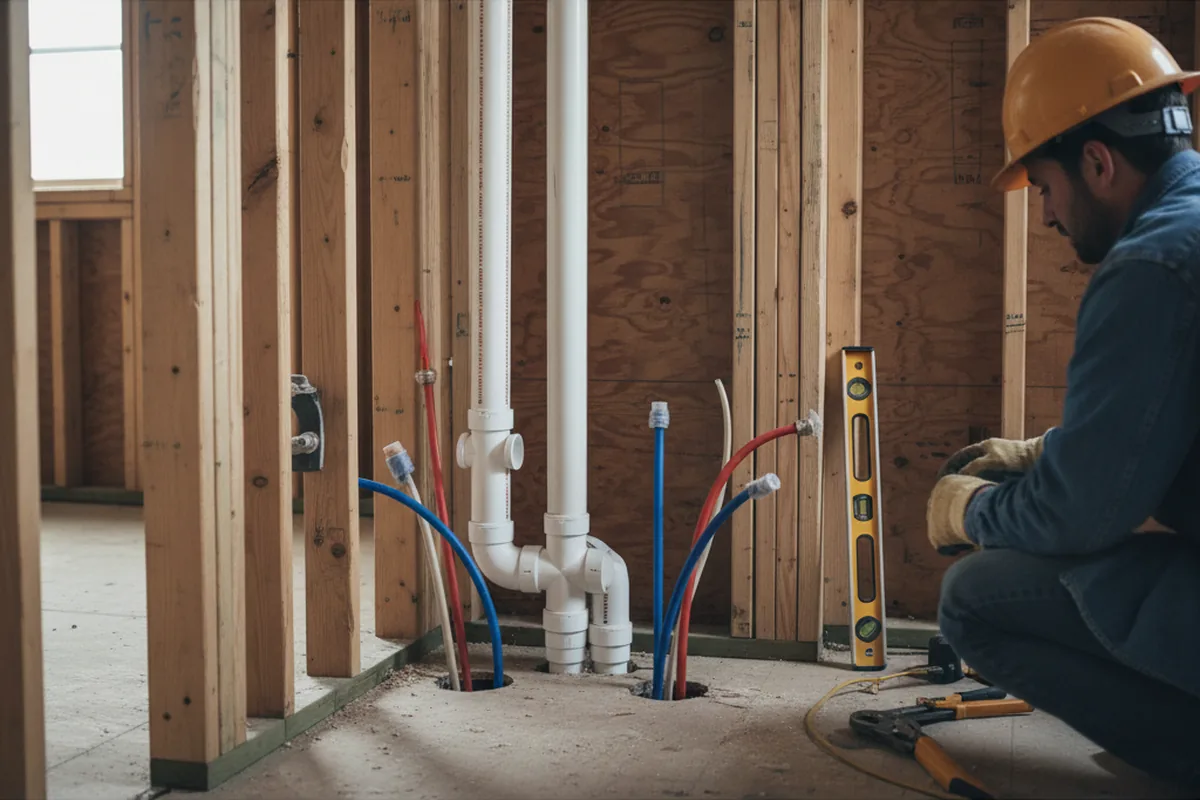 Drain and supply rough-in during Drain Cleaning in Walnut Grove