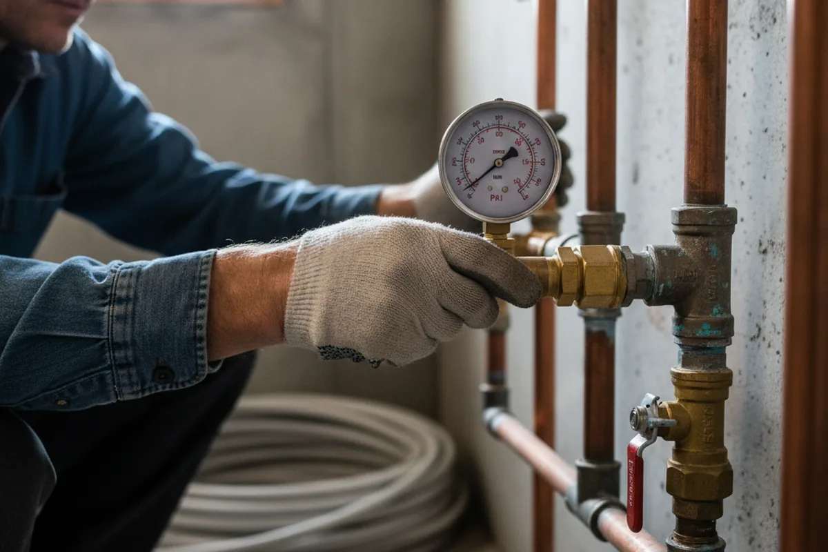 Pressure testing a repaired line during Water Line Repair in Walnut Grove